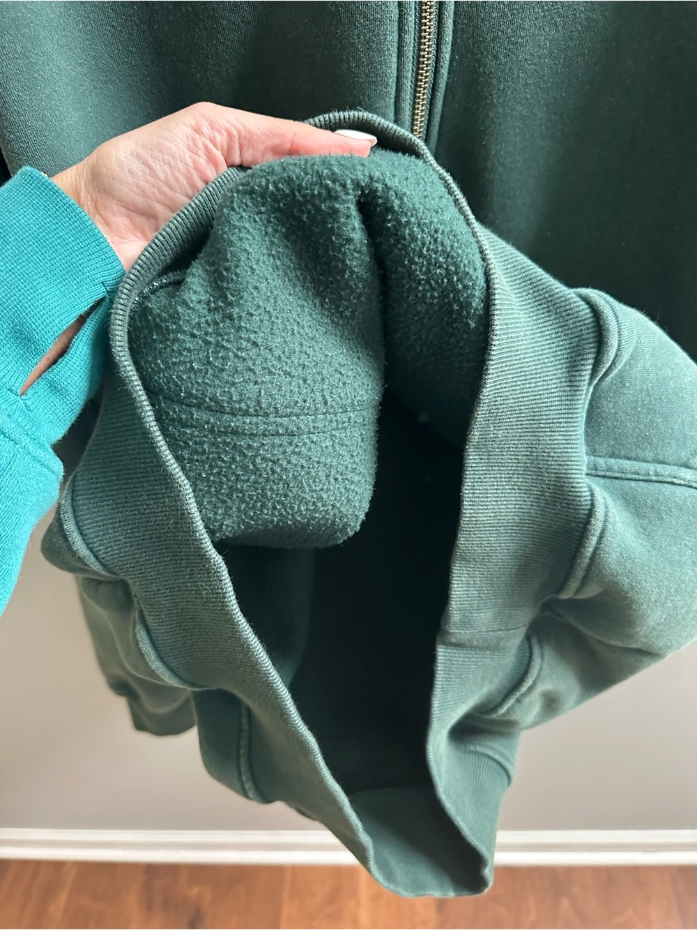 Washed Forest Green Half‑Zip Hoodie for Women - Picture 6 of 7